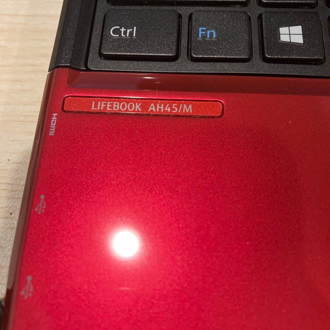富士通 ノートPC レッド 日本語キーボード ACアダプター付