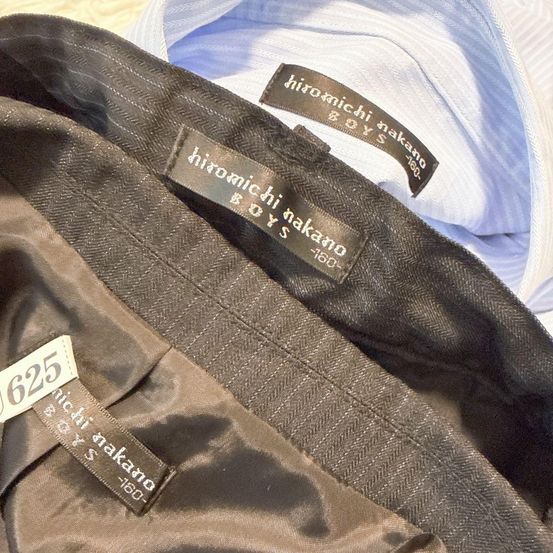 【良品】ヒロミチナカノ男の子 スーツ セットアップ 長ズボン 卒服 黒　160