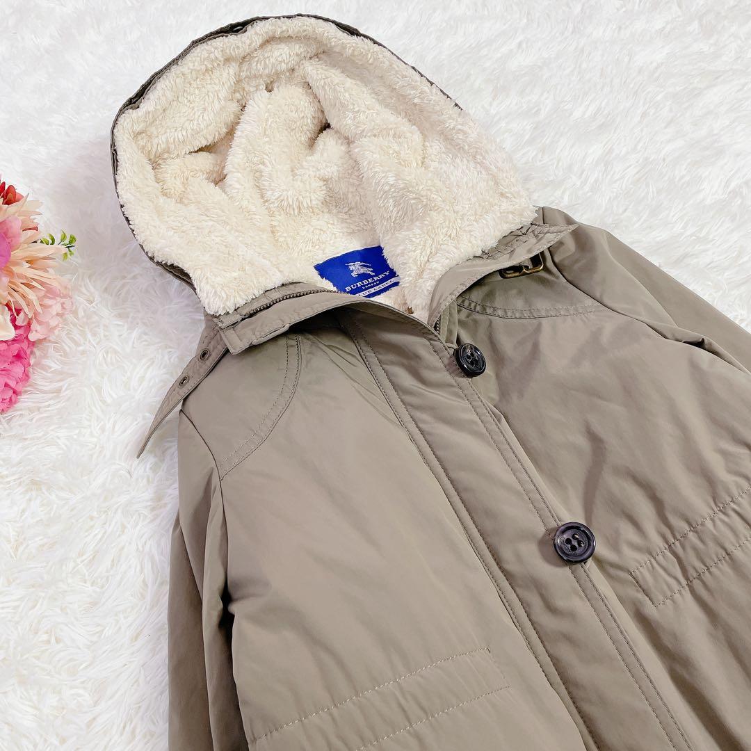 美品　バーバリーブルーレーベル　ノバチェック　ボアライナー付　モッズコート　38