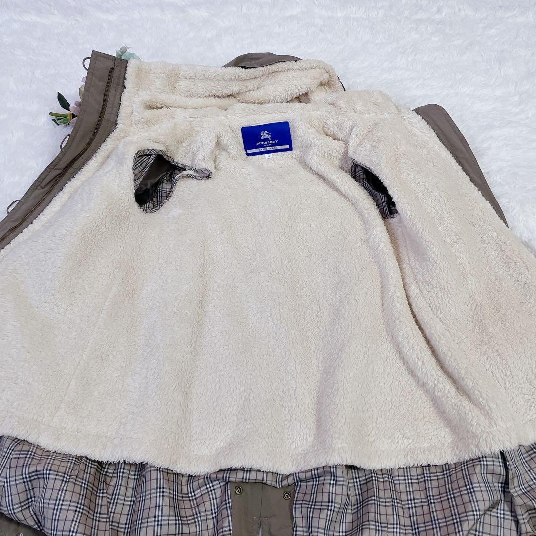 美品　バーバリーブルーレーベル　ノバチェック　ボアライナー付　モッズコート　38