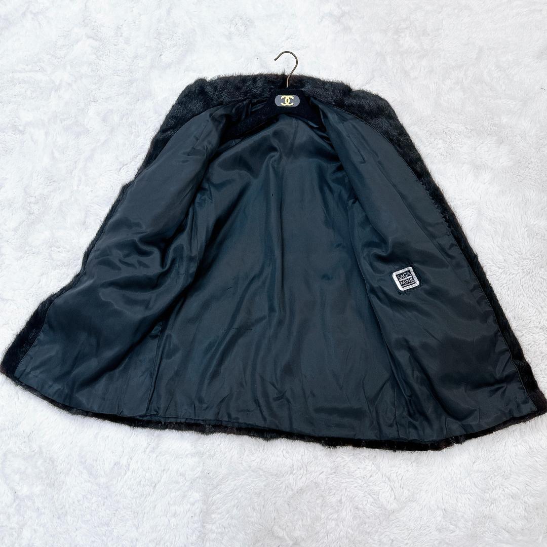 SAGA MINK 毛皮コート ダークブラウン 銀タグ