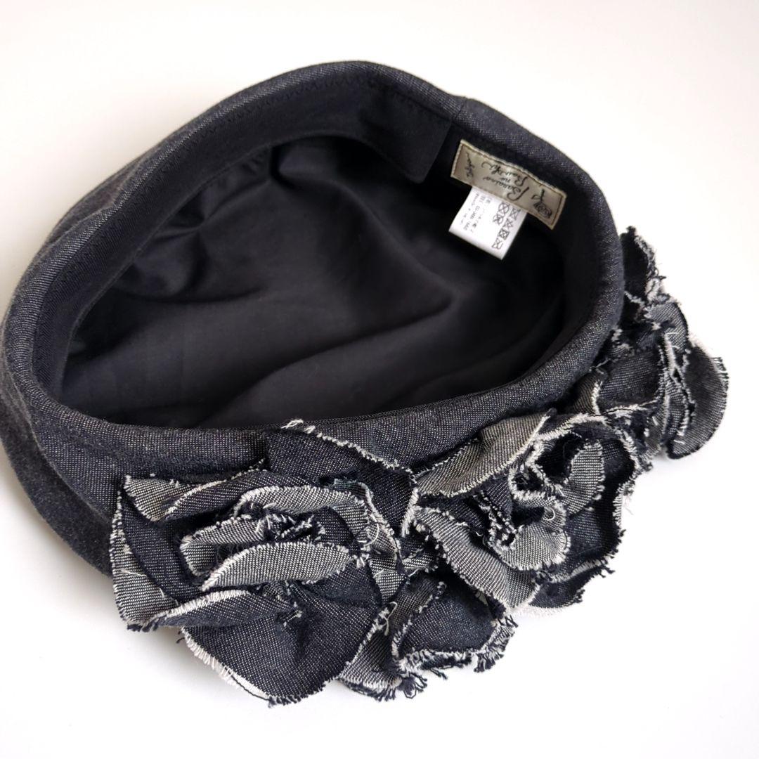 【新品未使用】共花ベレー black バライロノボウシ 花飾り