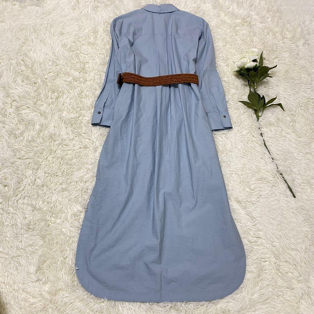未使用級【BRUNELLO CUCINELLI 】 シャツワンピース ベルト付き