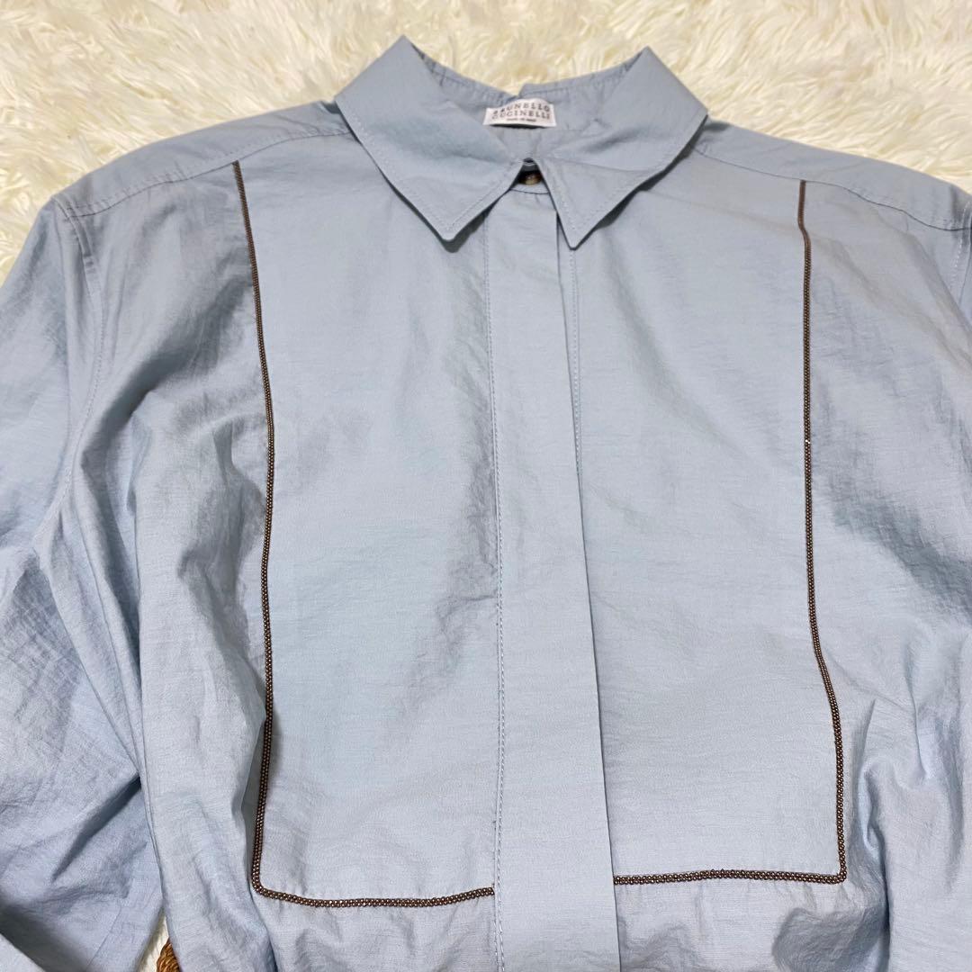 未使用級【BRUNELLO CUCINELLI 】 シャツワンピース ベルト付き