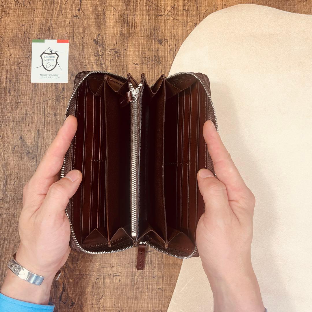 サドルレザー ラウンドファスナー メンズ財布 長財布 本革 ハンドメイド YKK