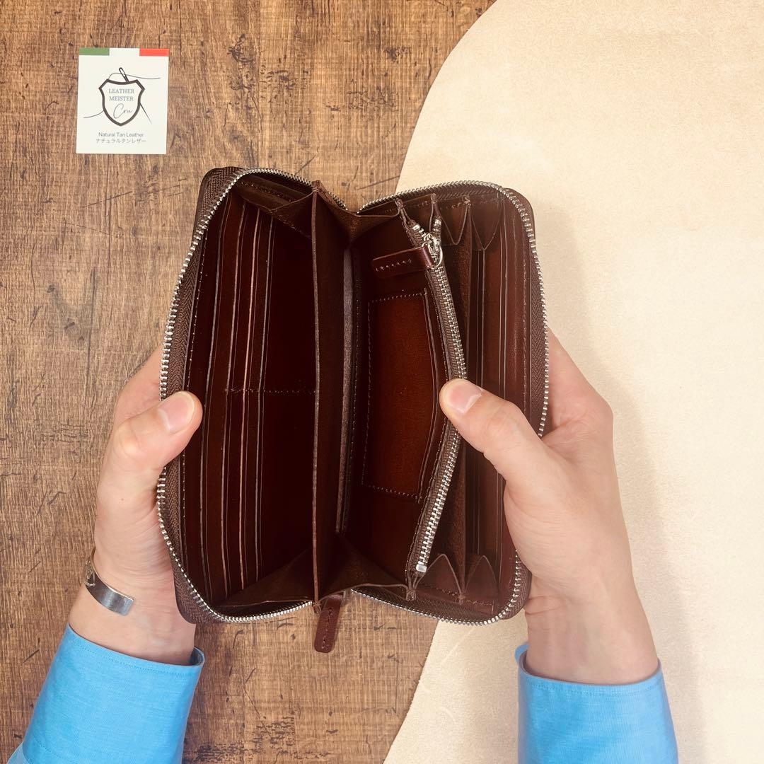 サドルレザー ラウンドファスナー メンズ財布 長財布 本革 ハンドメイド YKK