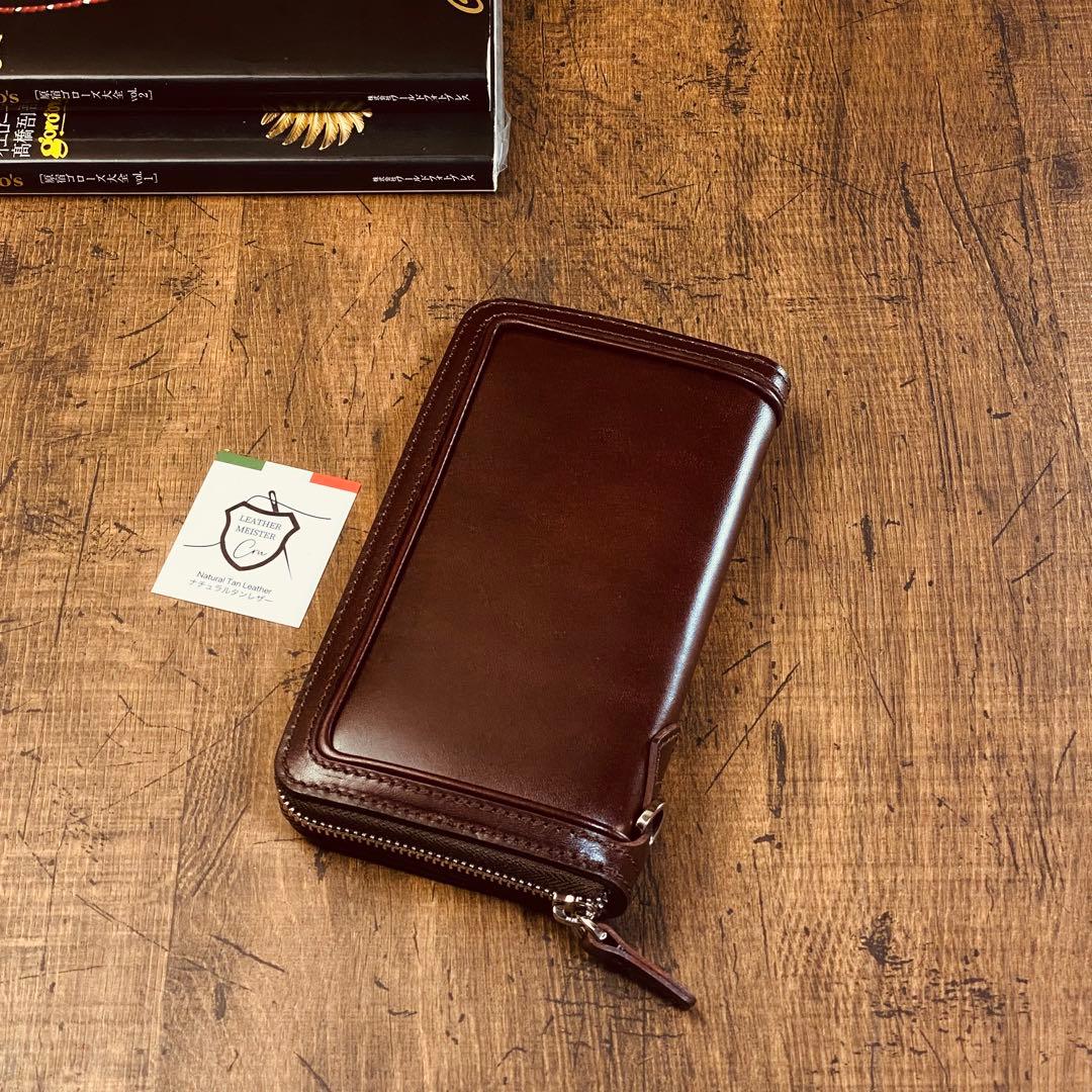 サドルレザー ラウンドファスナー メンズ財布 長財布 本革 ハンドメイド YKK