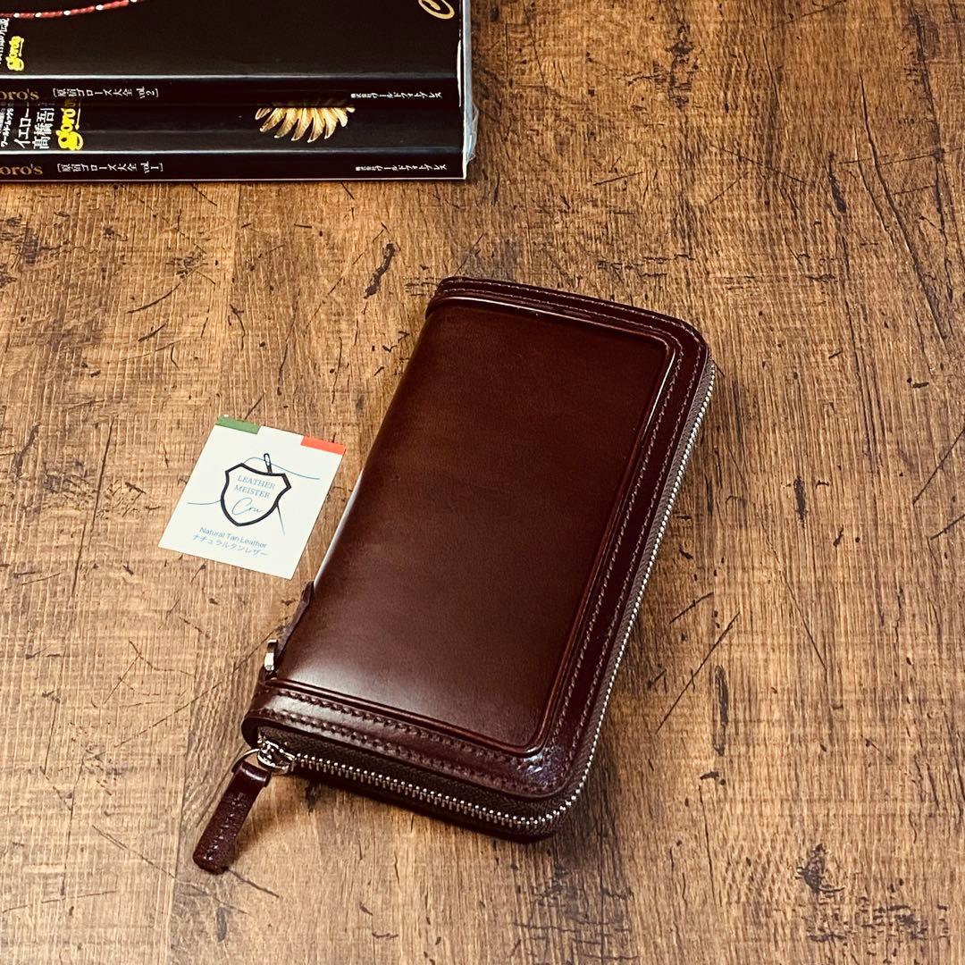 サドルレザー ラウンドファスナー メンズ財布 長財布 本革 ハンドメイド YKK