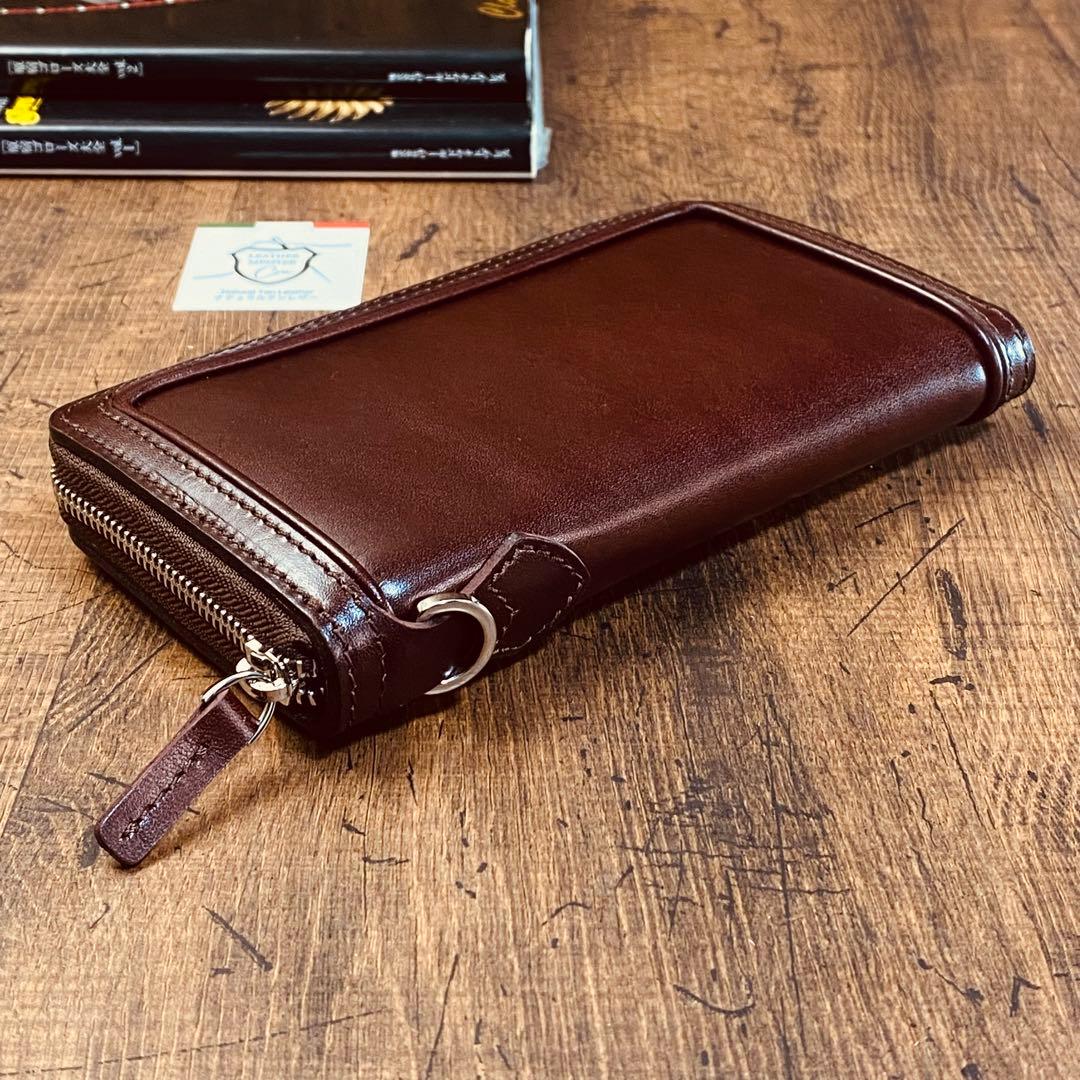 サドルレザー ラウンドファスナー メンズ財布 長財布 本革 ハンドメイド YKK