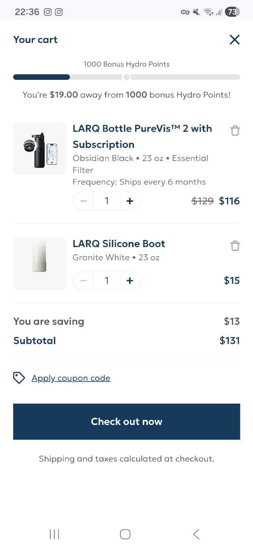 おかゆさん購入予定　LARQ Bottle Purevis 2 水筒