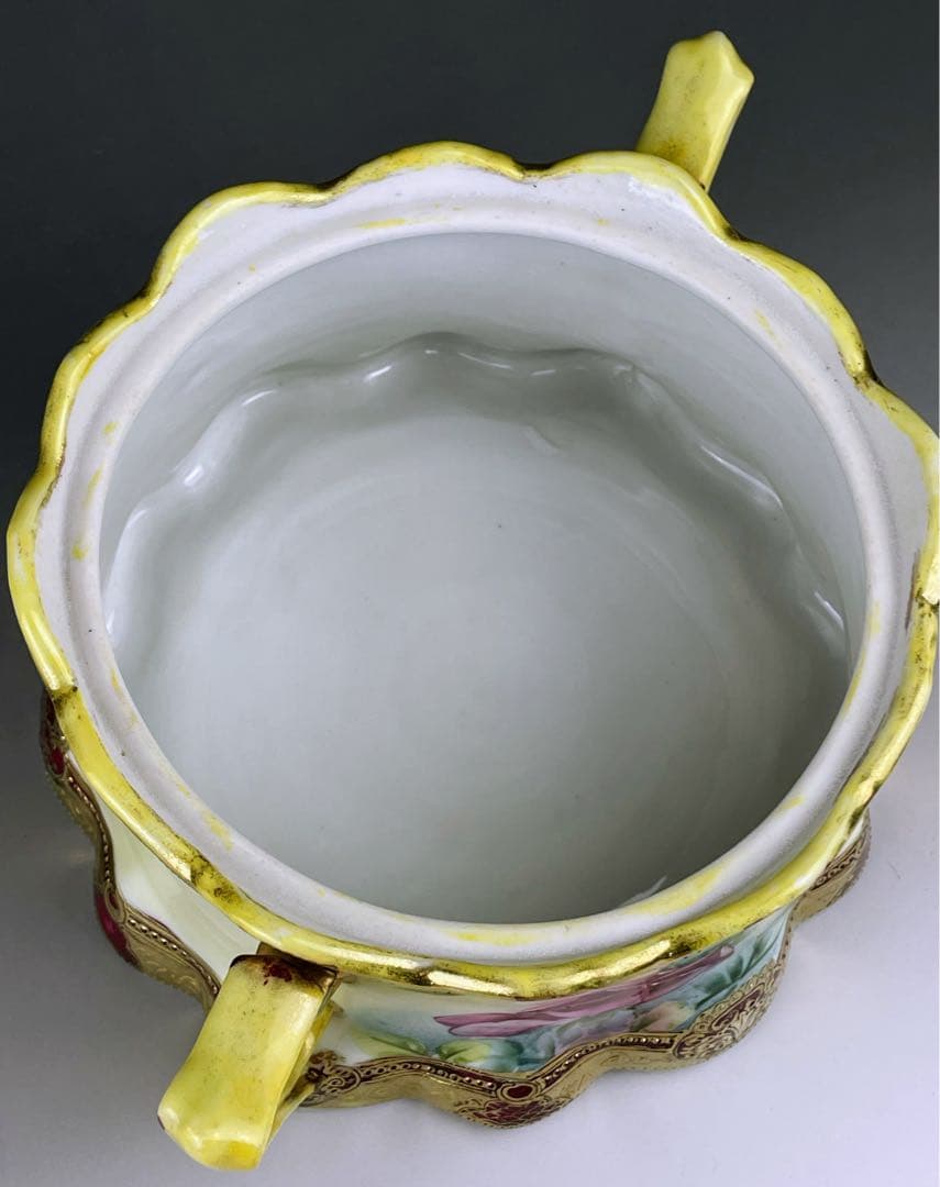 【希少】オールドノリタケ 約２３cm 薔薇紋 ビスケットジャー メープルリーフ