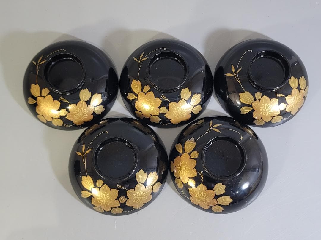 輪島塗 吸物椀 五客 塗師 松雲作 美品 DT251