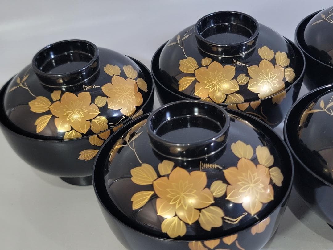 輪島塗 吸物椀 五客 塗師 松雲作 美品 DT251