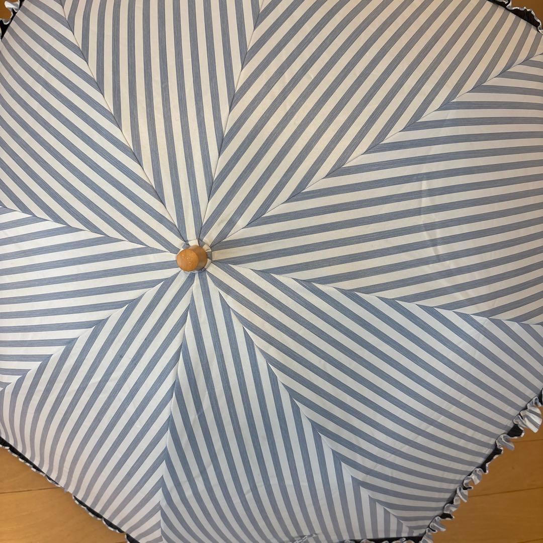 サンバリア100 ストライプフリル　2段折日傘