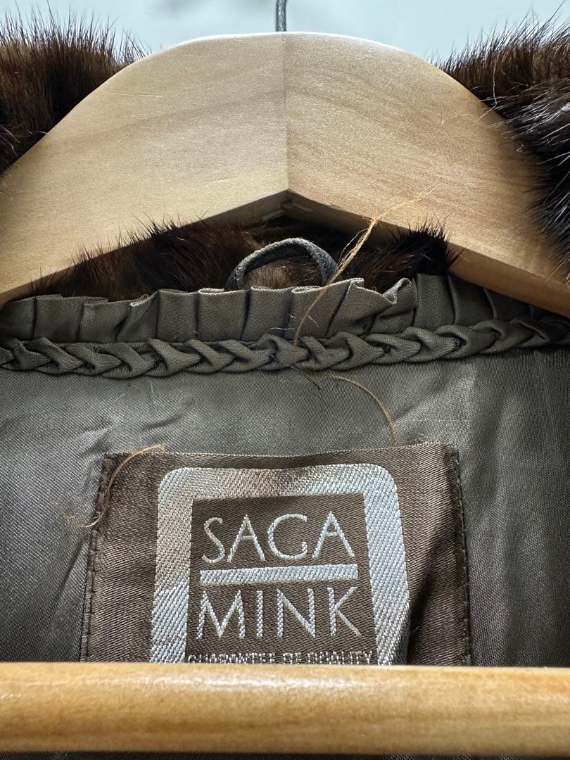 SAGA MINK ブラウン毛皮ロングコート