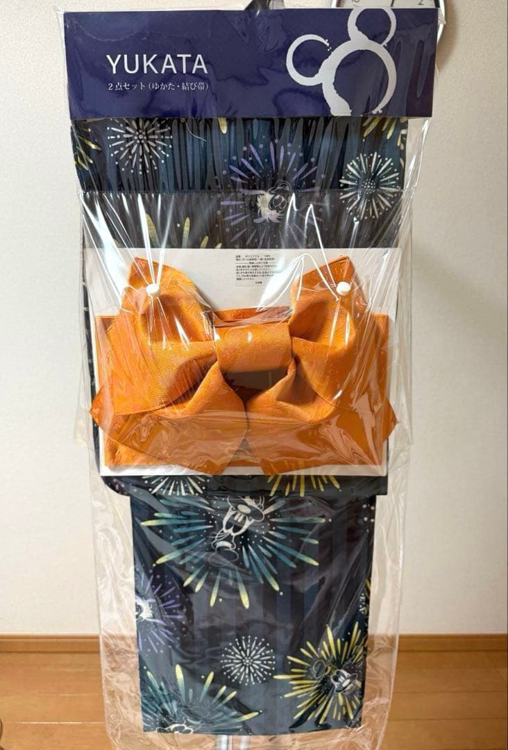 ディズニーストア グーフィー マックス 花火柄 浴衣・結び帯セット