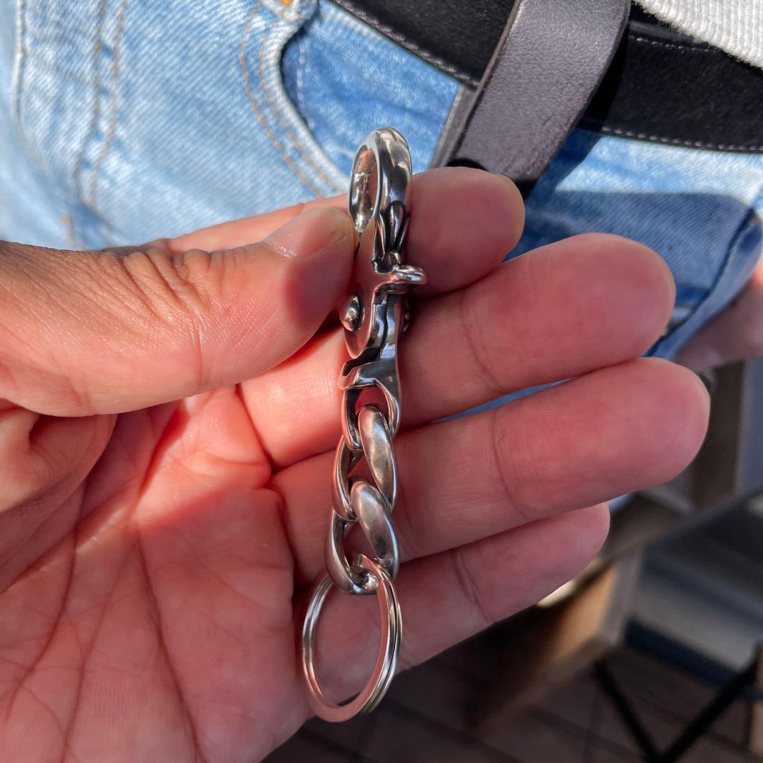 職人品 シルバー925 クロスボール キーチェーン キーホルダー キーリング 鍵