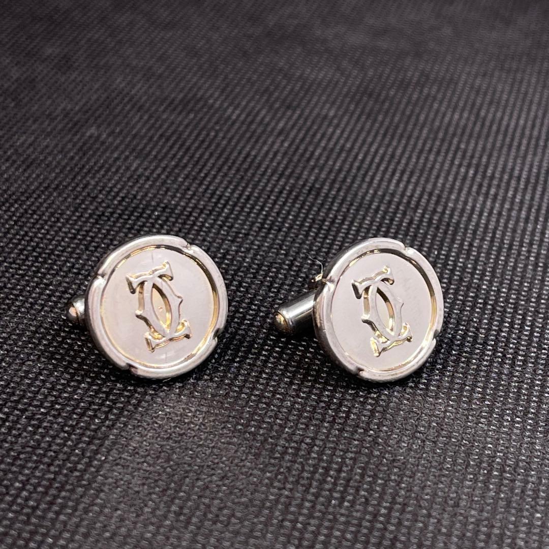カルティエ　カフス　ラウンド　シルバー　ダブルCロゴ　#A-169