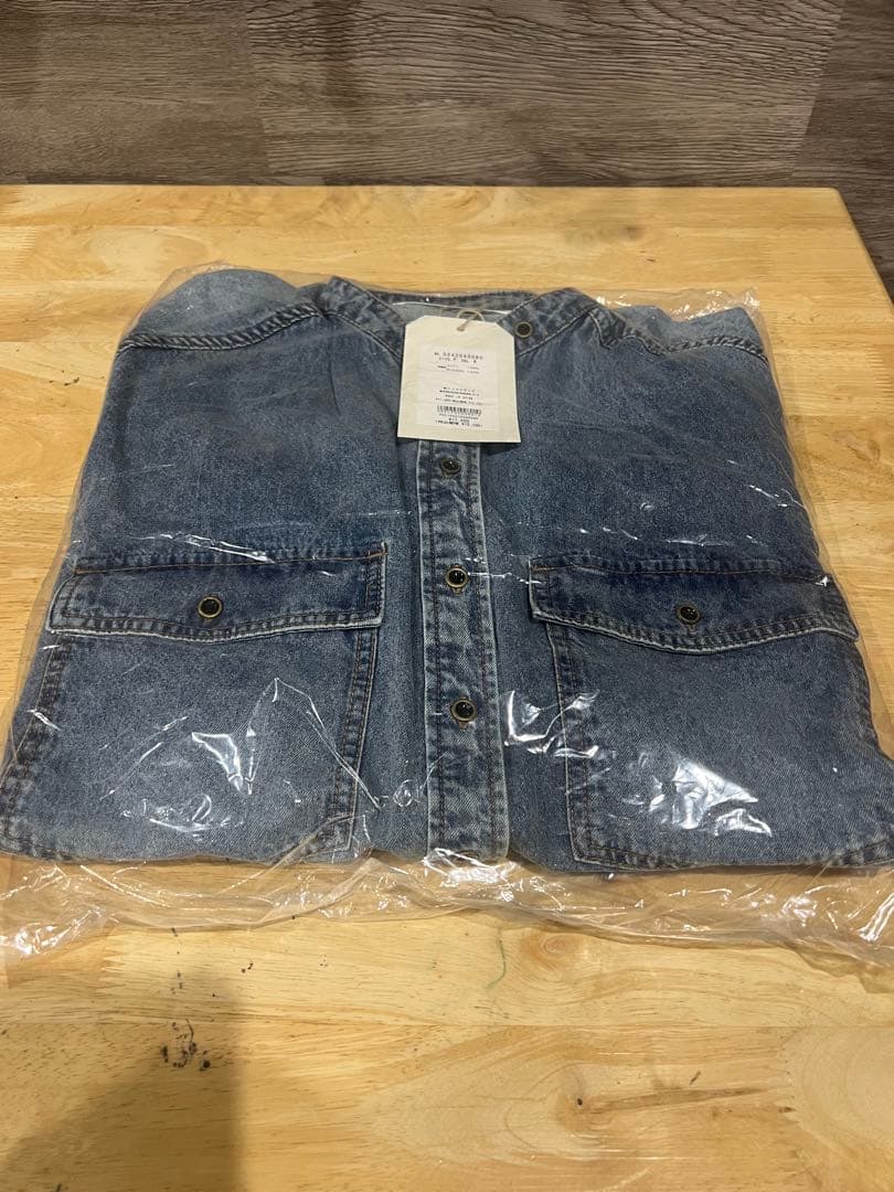 ヴィンテージライクデニムバンドカラーシャツ