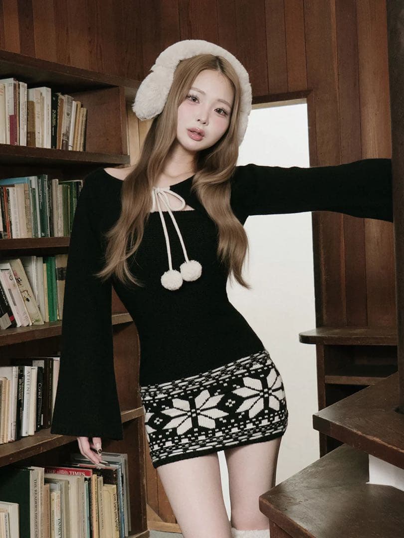 Darich ダーリッチ ノルディックパネルニットミニワンピース