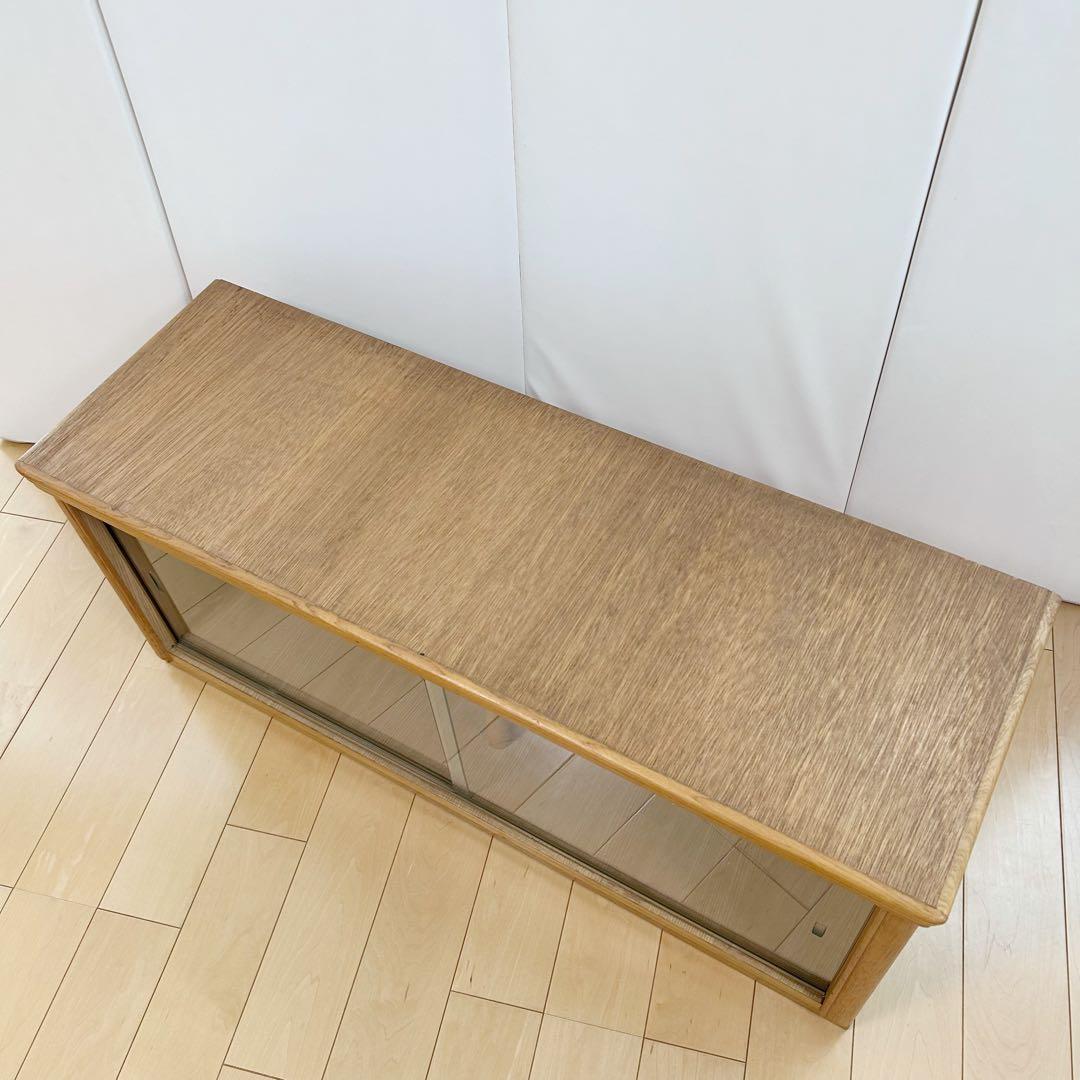 アンティーク　木製 ガラス引き戸 ローボード 飾り棚 キャビネット 北欧レトロ