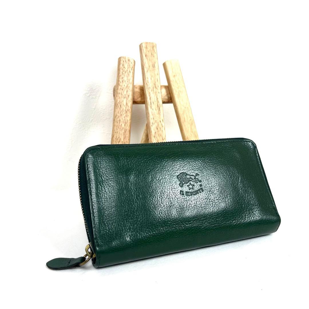 イルビゾンテ　長財布　2way 二つ折りラウンドファスナー　ロゴ型押し　レザー