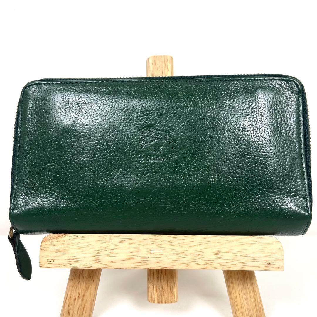 イルビゾンテ　長財布　2way 二つ折りラウンドファスナー　ロゴ型押し　レザー