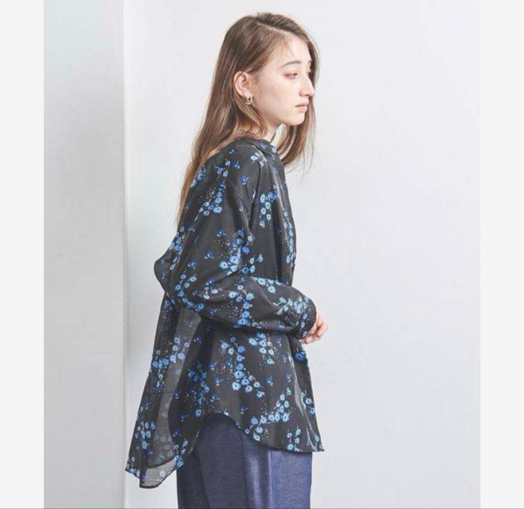 新品 2025 ユナイテッドアローズ オーガンジー プリントシャツ シアー 花柄
