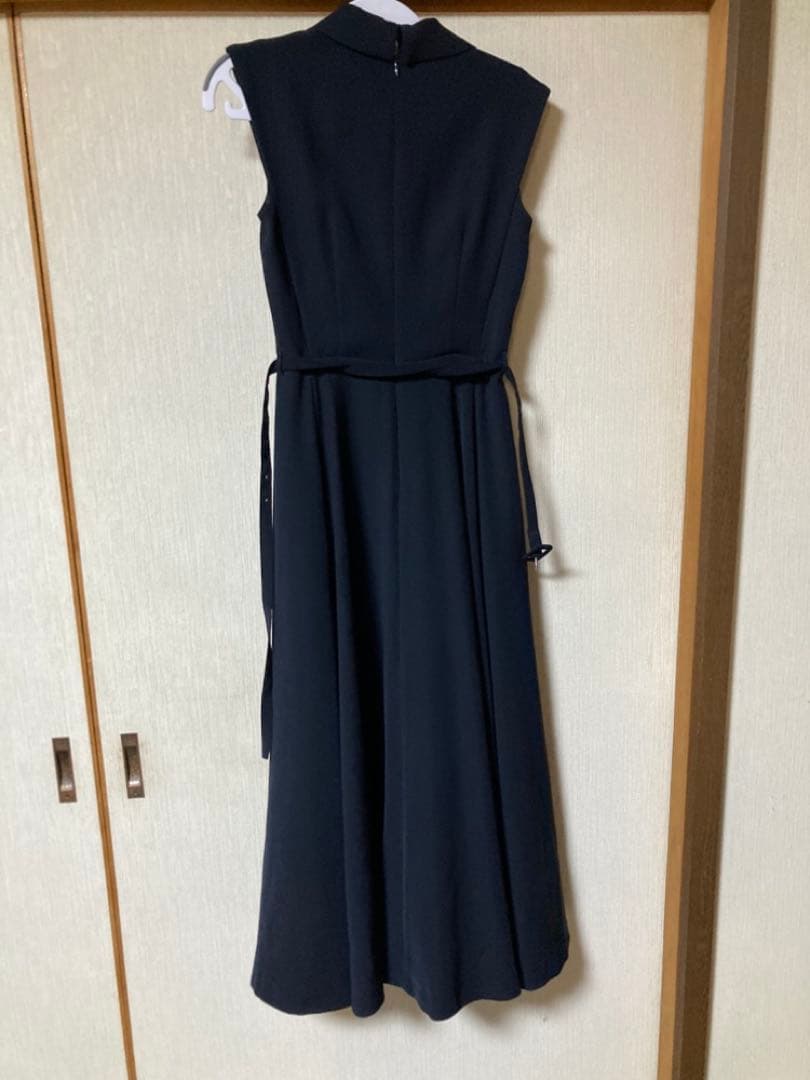 anuans ダブルサテンテーラードフレアワンピース ネイビー Sサイズ