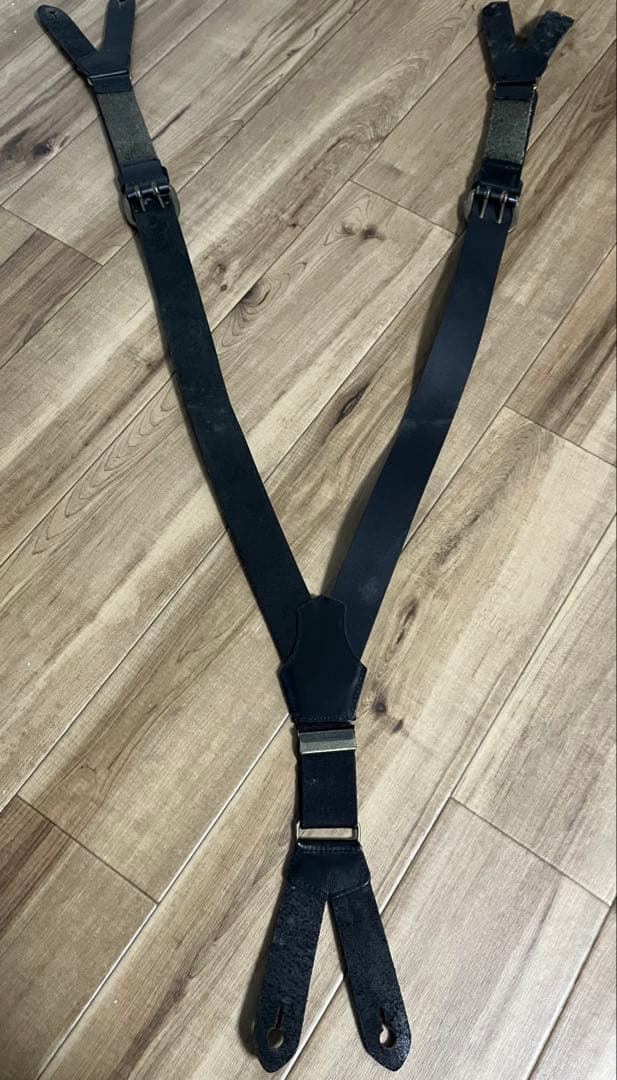 EVISU エビス サスペンダー レザー製 本革ブラック