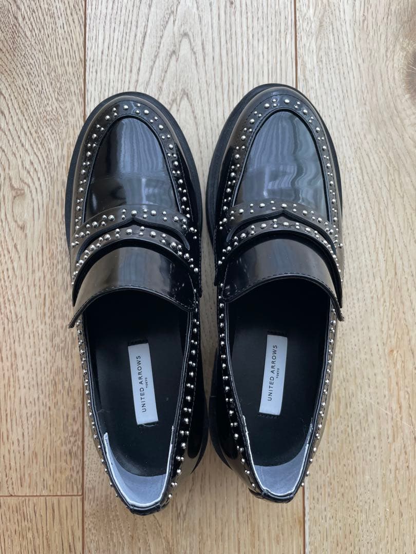 UNITEDARROWSスタッズローファー ブラック　35インチ