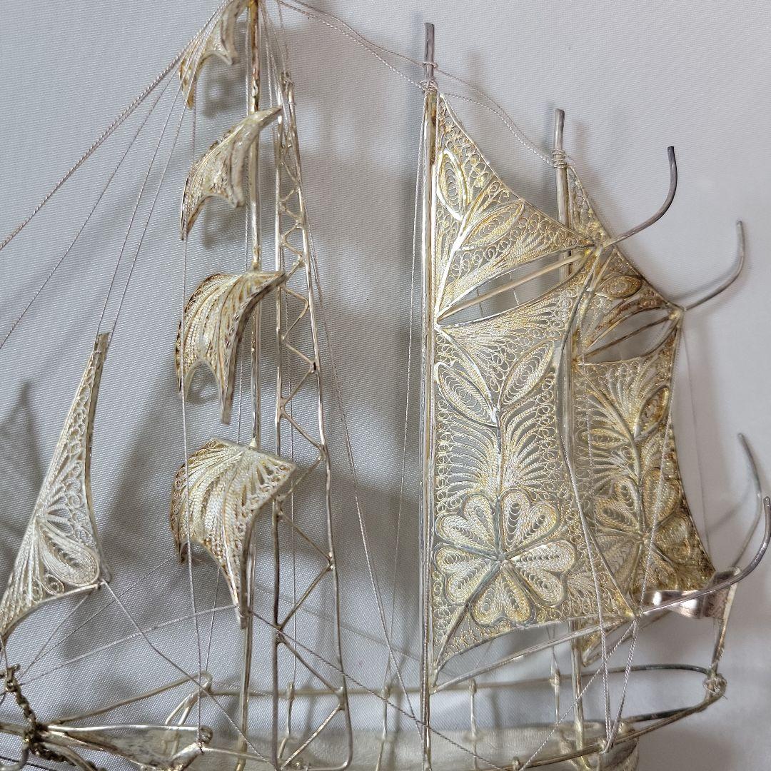 《伝統工芸品》銀線細工　帆船