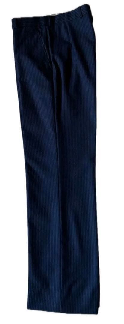 60s 70s VINTAGE ウール ストライプ スラックス ネイビー パンツ