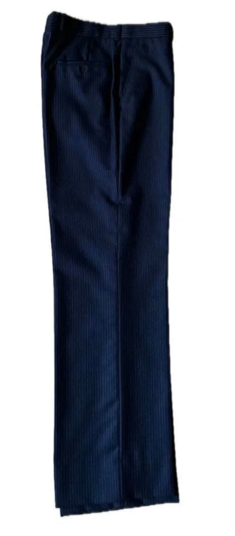 60s 70s VINTAGE ウール ストライプ スラックス ネイビー パンツ