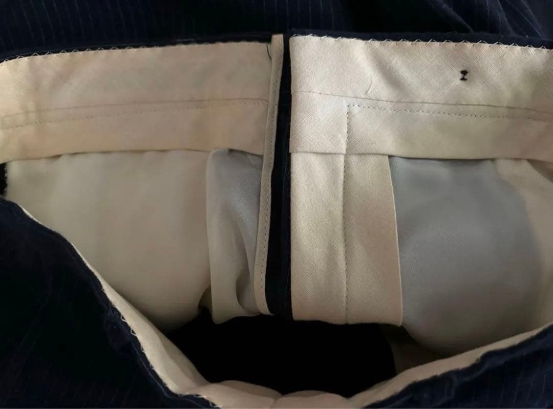 60s 70s VINTAGE ウール ストライプ スラックス ネイビー パンツ