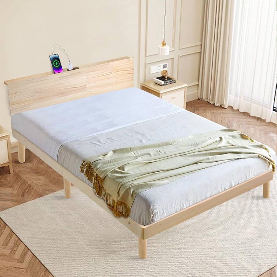 【大特価】ベッド ベッドフレーム シングル 2口コンセント 耐荷重200kg