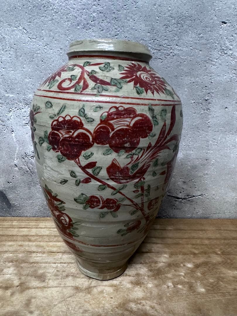 五彩　中国　赤絵　花瓶　古美術　骨董品　アンティーク