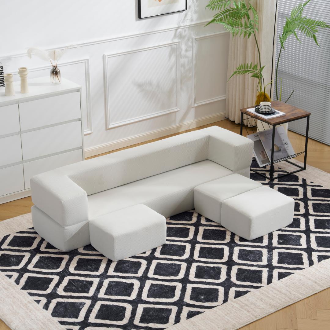 【3色から選】ソファベッド 最大5人掛け 5P 組立て不要 フロアソファ