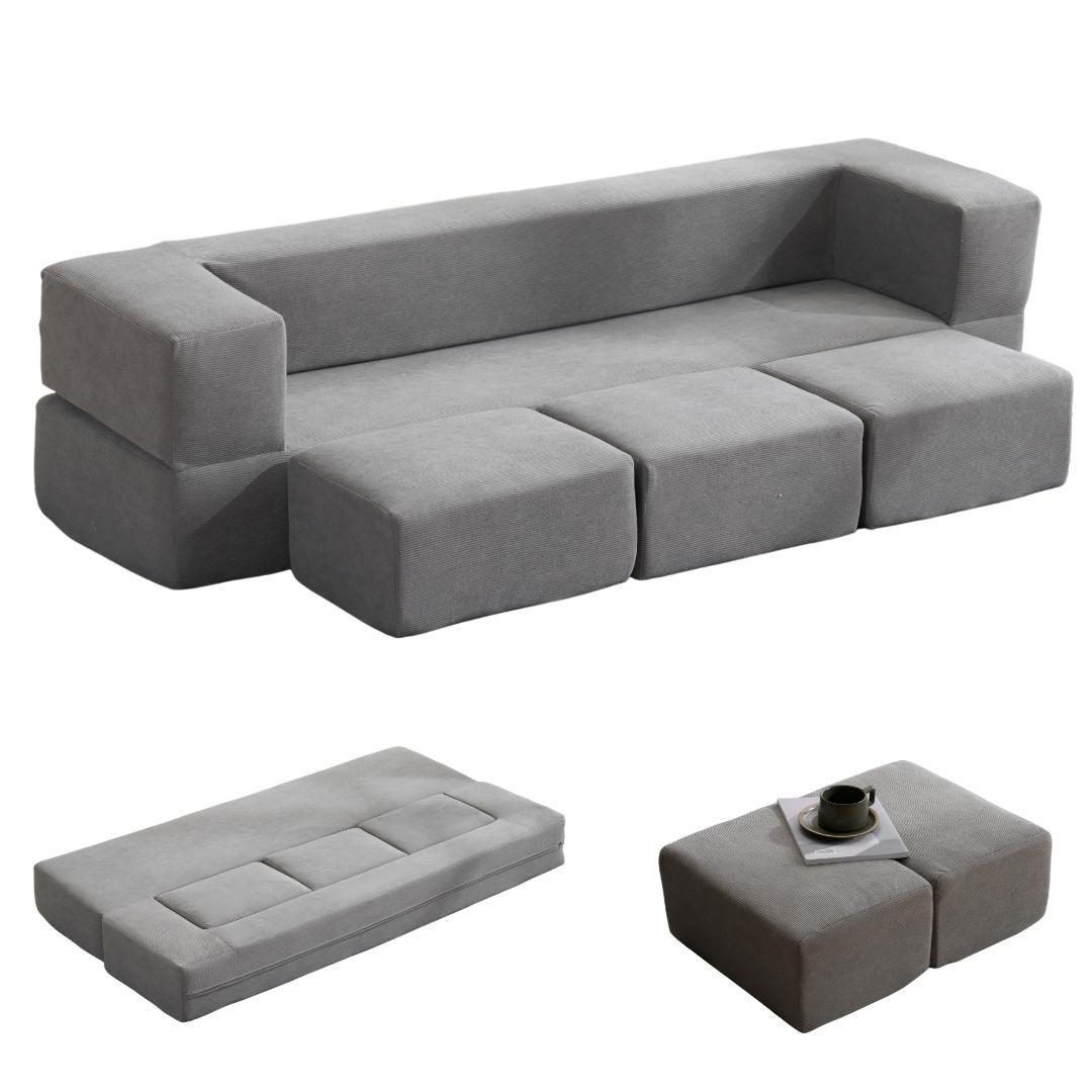 【3色から選】ソファベッド 最大5人掛け 5P 組立て不要 フロアソファ