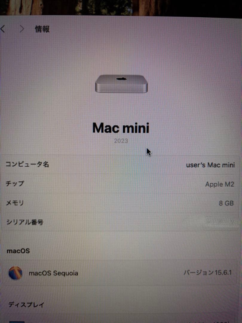Macデスクトップ Apple Mac mini (2023) M2 8GB 256GB