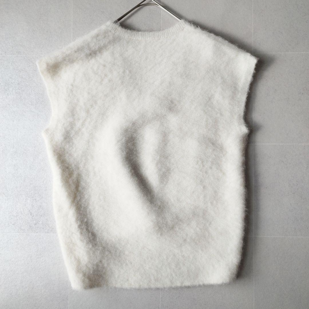 BEARDSLEY アルパカシャギーニットジレ ふわふわベスト ホワイト