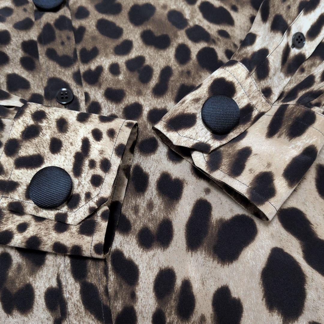【極美品】DOLCE&GABBANA シルク100％ レオパード ヒョウ柄シャツ