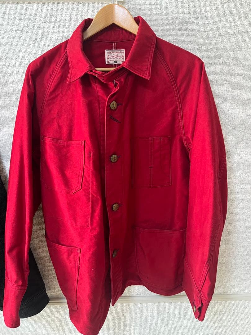 赤 カバーオール ボタン付き