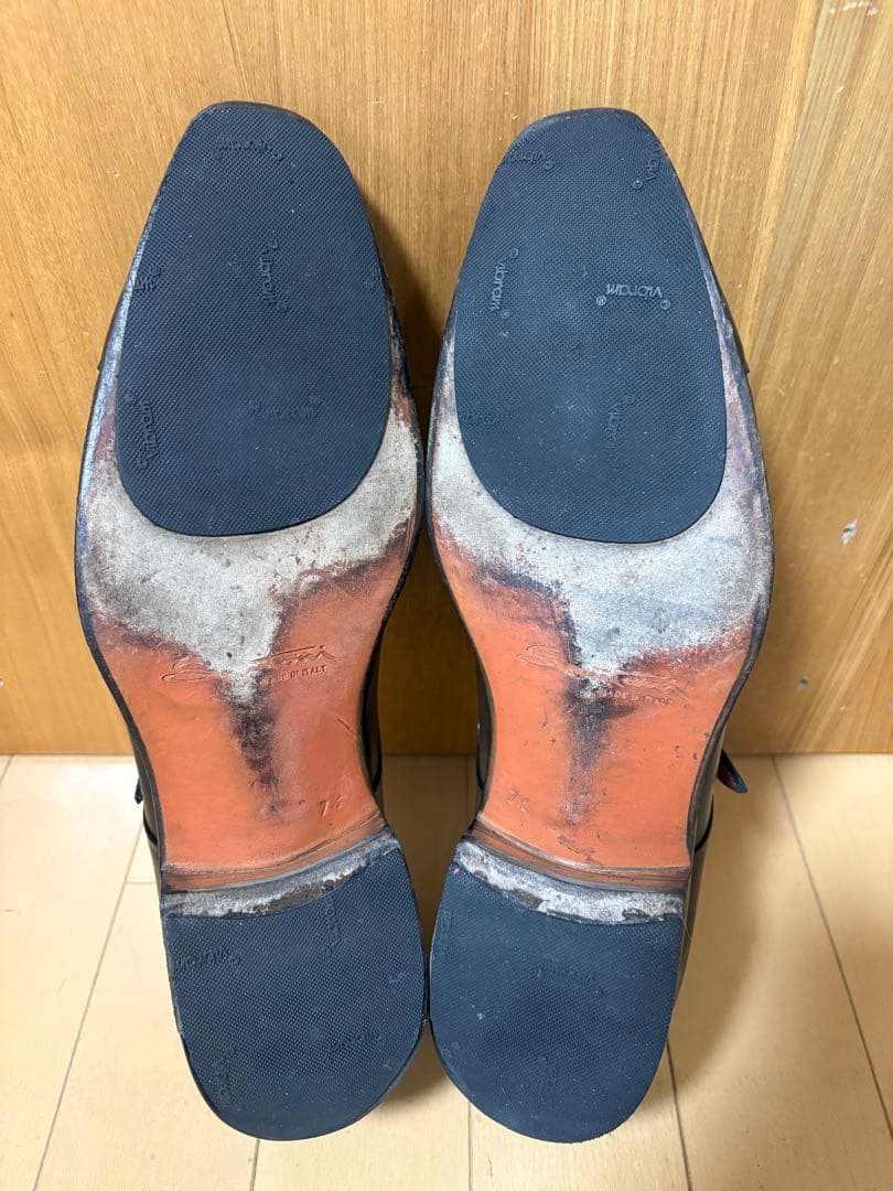 Santoni ダブルモンクストラップ 黒革靴 7.5