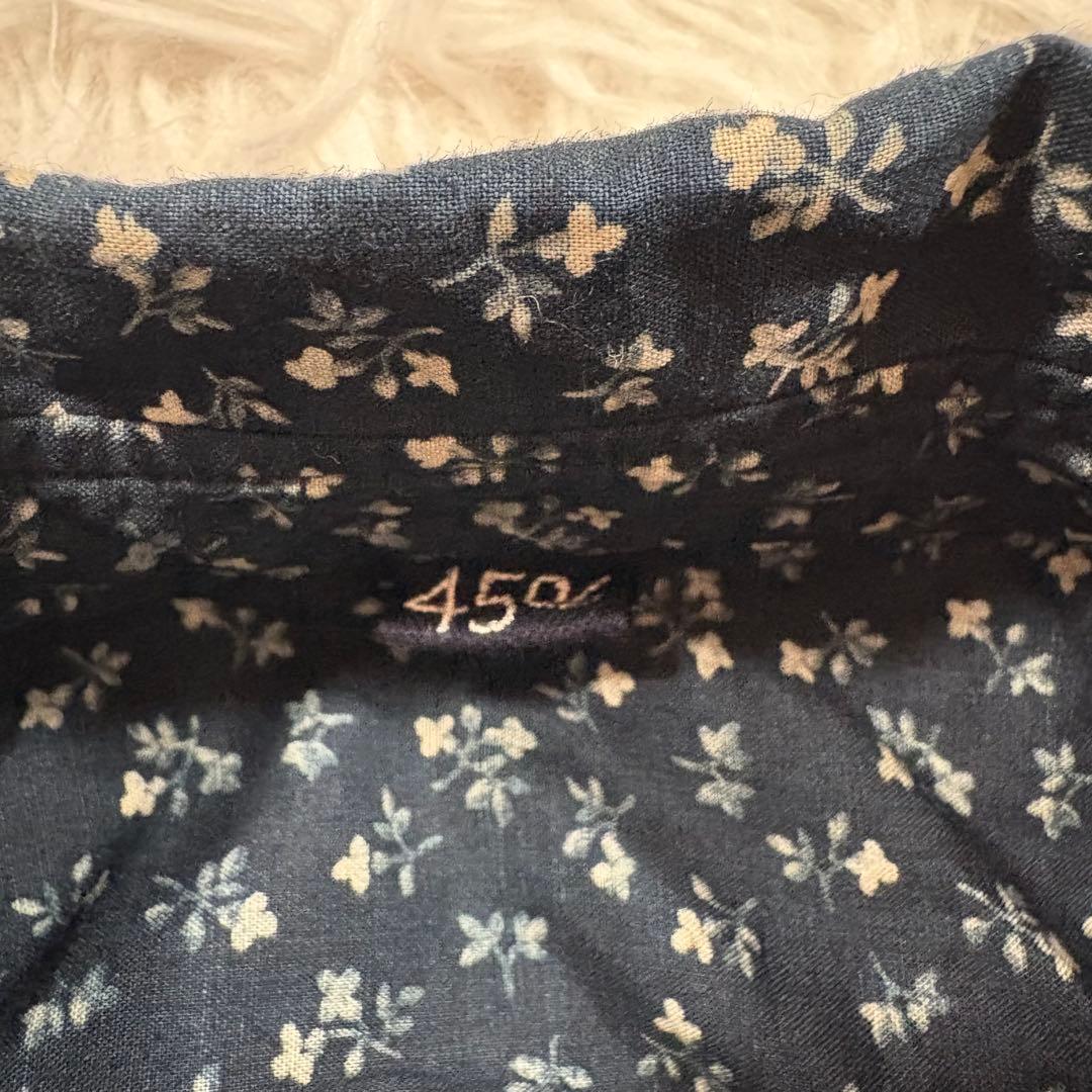 45R 雲間草プリントのドレス　ワンピース　藍染め　インディゴ　小花柄