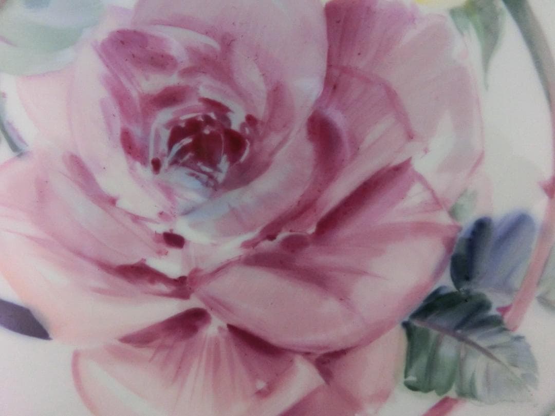 【マイセン】陶板画・黄色と紫の薔薇