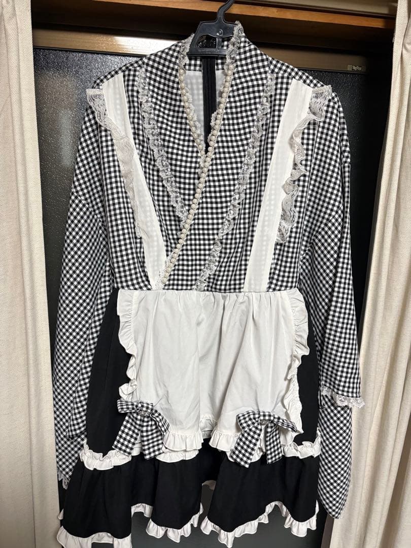 眠*羊様 Ank Rouge ギンガムメイド浴衣ドレス ブラック