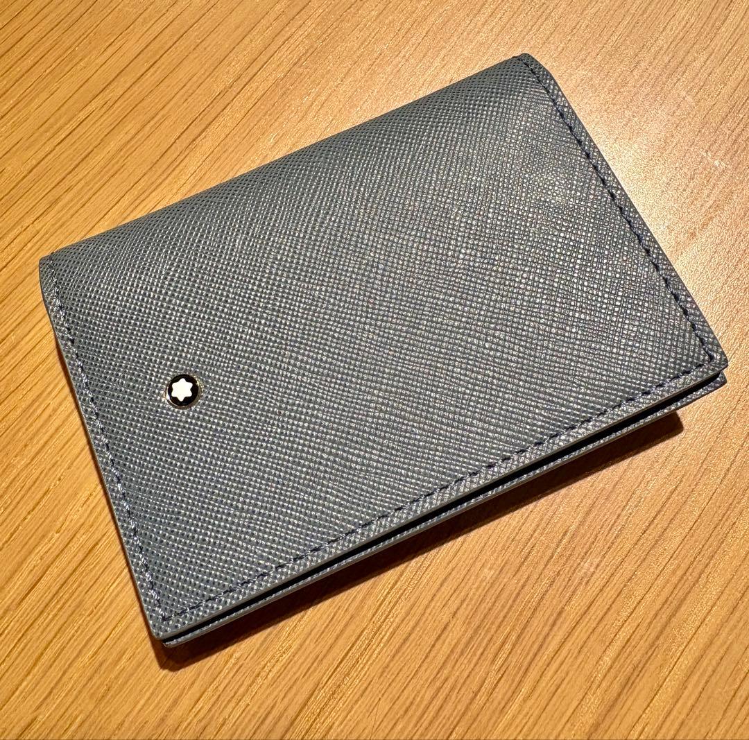 【美品】MONTBLANC モンブラン 名刺入れ レザー デニムブルー 本体のみ