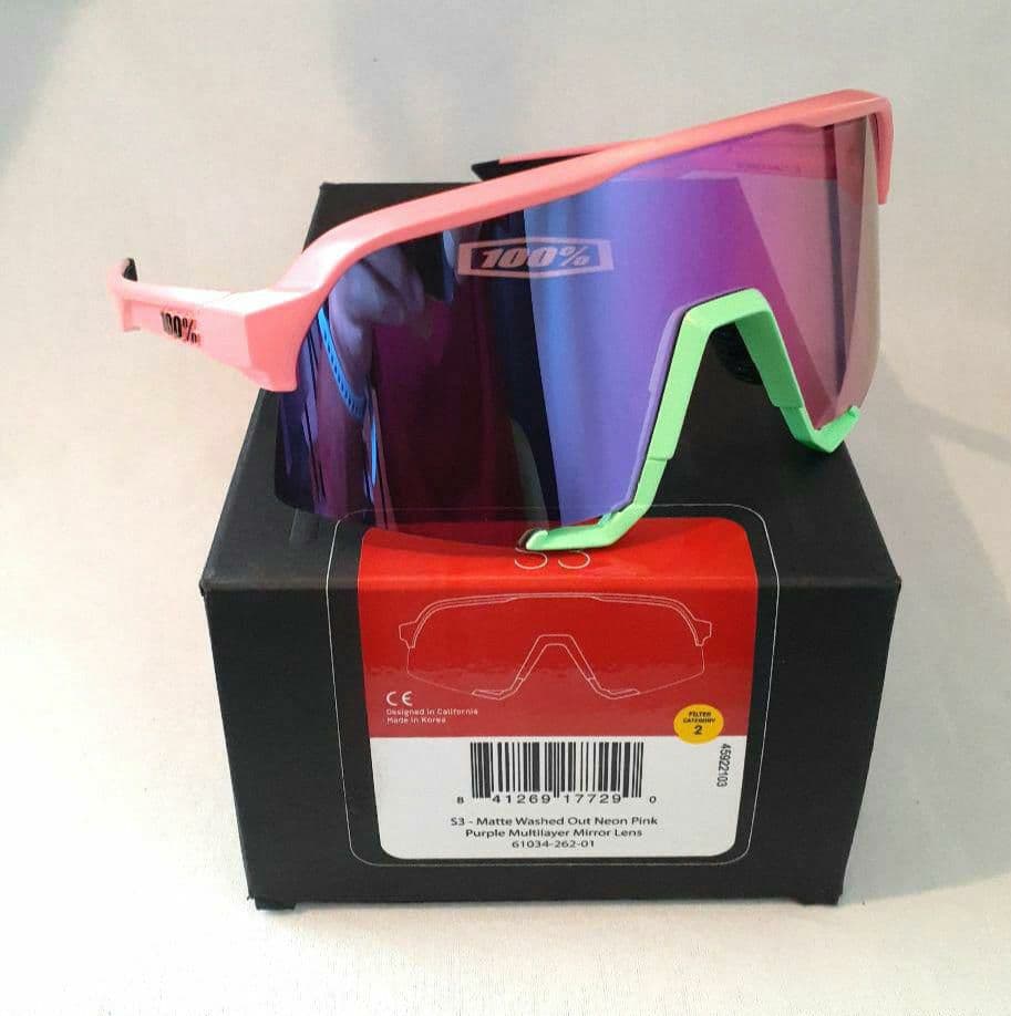 100% S3 ネオンピンク パープルミラーレンズ ワンハンドレッド