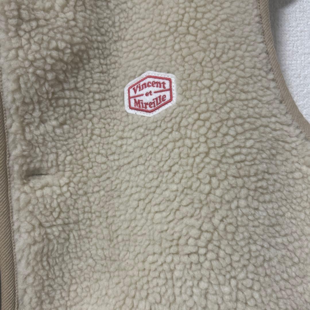 ヴァンソン・エ・ミレイユ　ノーカラーボアボタンフリースベスト　美品